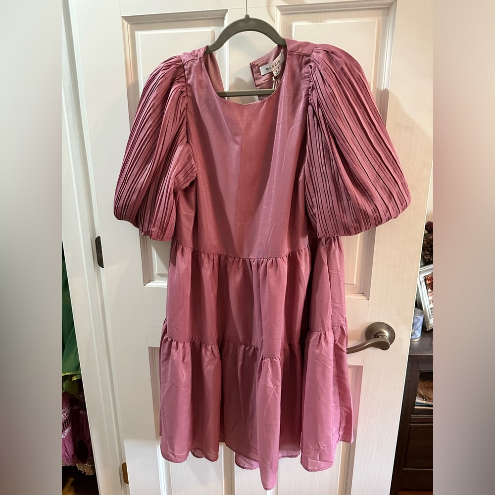 Shiny Pink Baby Doll Dress. New With Tags